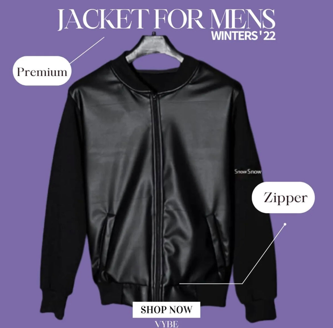 REVIBE - Black Stylish Trendy Jacket For Mens - Zipper With Pockets Comfortable Faux Leather & Regular Fit Jacket - Elevate Your Style With A Stylish Trendy Jacket